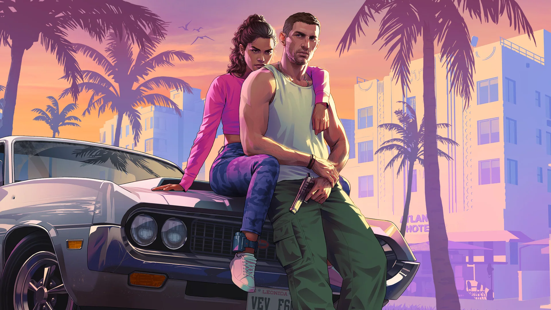 Official Grand Theft Auto VI artwork featuring Jason and Lucia 01.