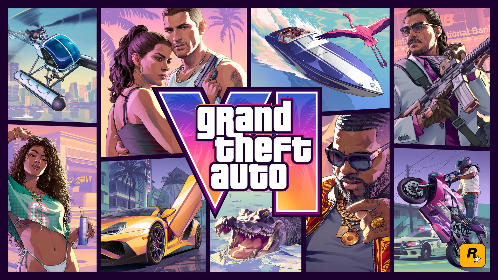 Official Grand Theft Auto VI artwork featuring GTA VI Official Cover Art.
