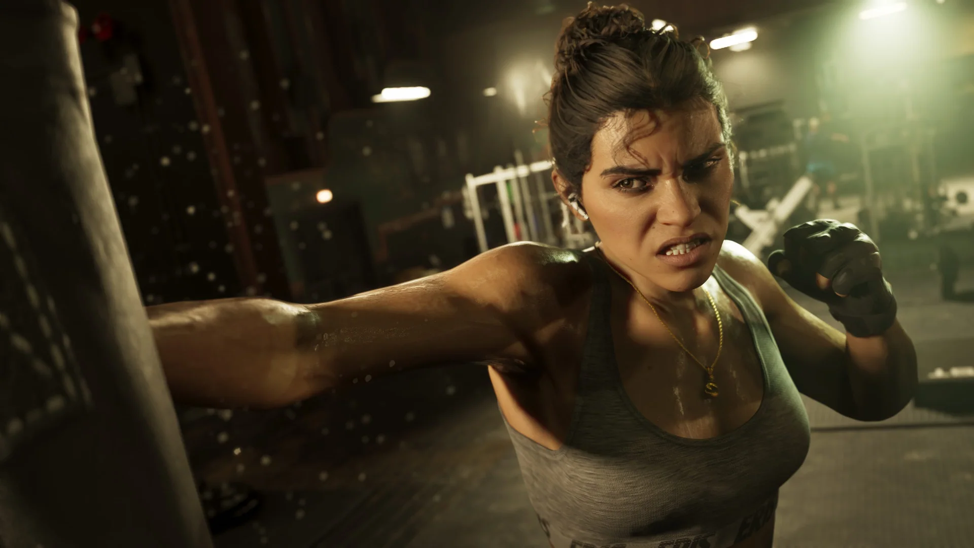 Official Grand Theft Auto VI screenshot showing Lucia Caminos.