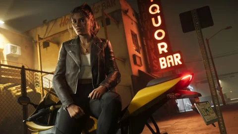 Official Grand Theft Auto VI screenshot showing Lucia Caminos.