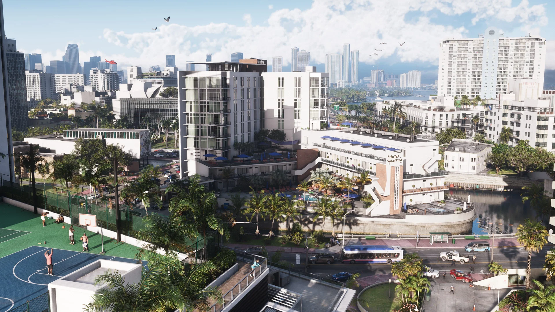 Official Grand Theft Auto VI screenshot showing Vice City.