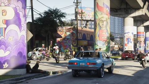 Official Grand Theft Auto VI screenshot showing Vice City.